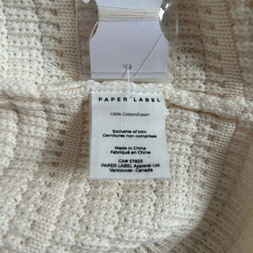 PAPER LABEL Cheyenne Knit Vest Sleeveless Pullover Quarter Zip Cream Size Medium - Picture 13 of 14